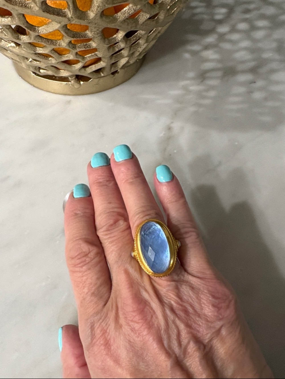 Julie Vos Cannes Ring in Chalcedony Blue Size 7-8. - Picture 5 of 5